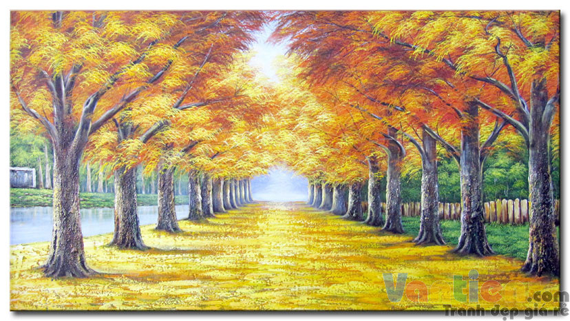Tuyệt đẹp Hình vẽ con đường mùa thu với lá vàng rơi
